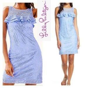 Lily Pulitzer XS Blue Peri Flowing Leaf Lace Dress